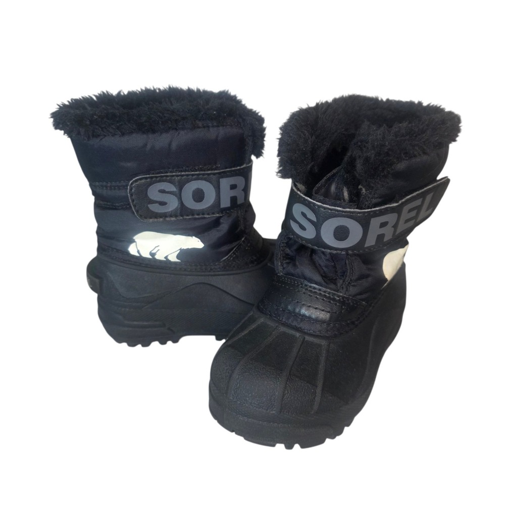 Sorel Snow Commander Boys 9 Black Charcoal NC1960-010 Waterproof Winter Boots